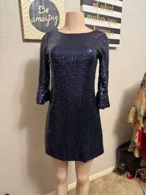 Zoe Ltd Navy Sequin Mini Dress